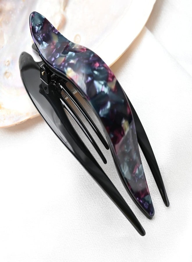 Prettyou Handmade Celluloid French Design Tortoise Shell Barrettes Side-slide Opening Duck Luxury Fashion Accessories Hair Clip Claw for Women (moonlight) - Image 4